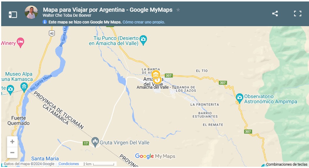 Ver mapa región Amaicha del Valle Tucumán