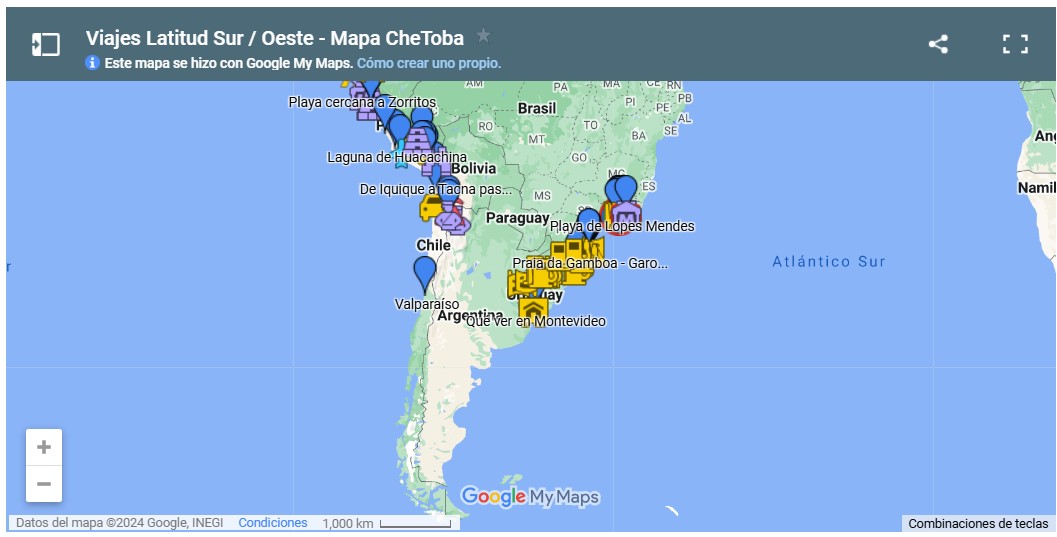 Destinos Visitados - Los Mapas Che Toba